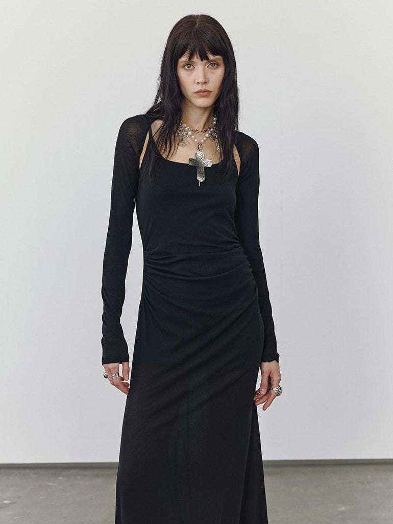 ENDO PER SE Punk Retro Heavily Embellished Cross Pearl Women's Mixed Materials Necklaces