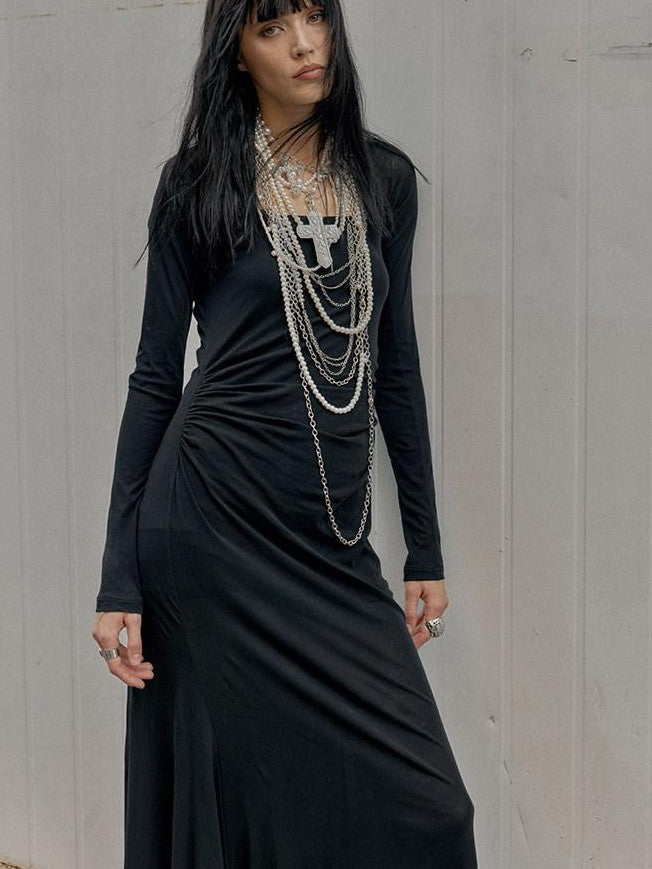ENDO PER SE Punk Retro Heavily Embellished Cross Pearl Women's Mixed Materials Necklaces