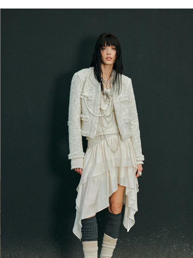ENDO PER SE Punk Retro Heavily Embellished Cross Pearl Women's Mixed Materials Necklaces