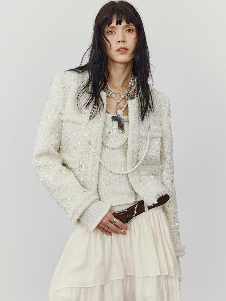 ENDO PER SE Punk Retro Heavily Embellished Cross Pearl Women's Mixed Materials Necklaces