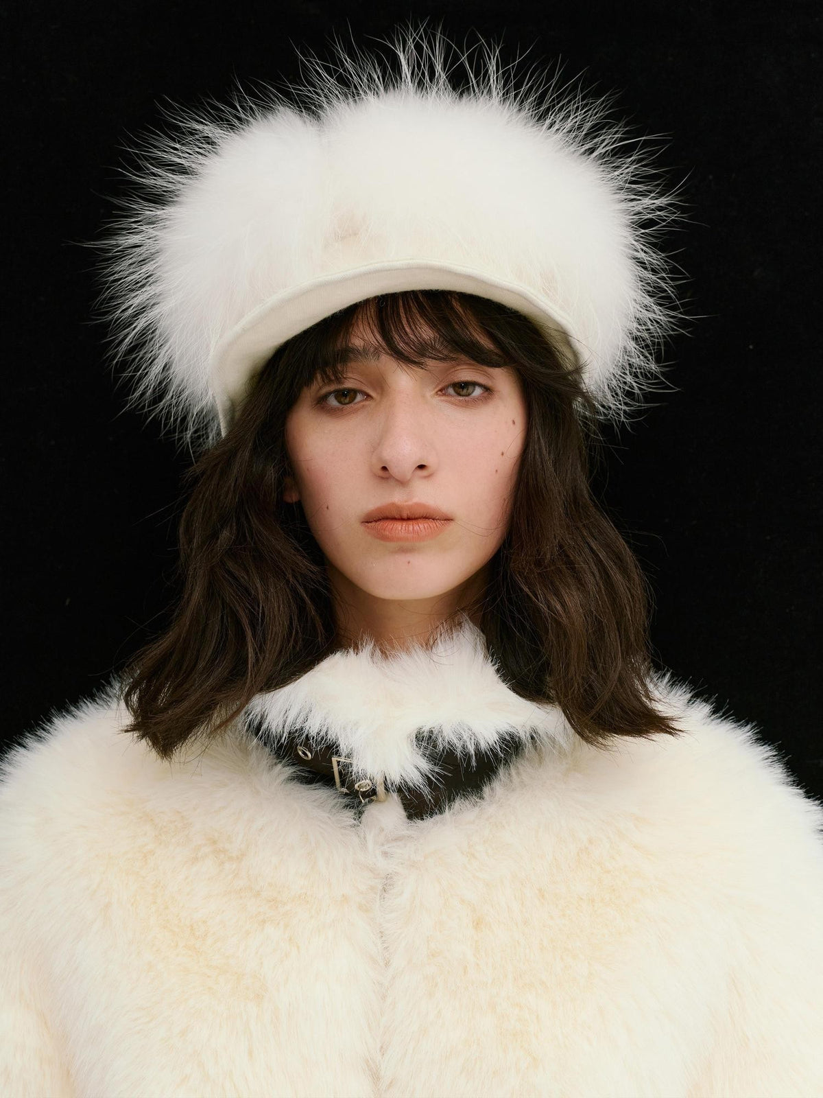 ENDO PER SE Removable Faux Fur Curved Brim Wool Women's Baseball Caps