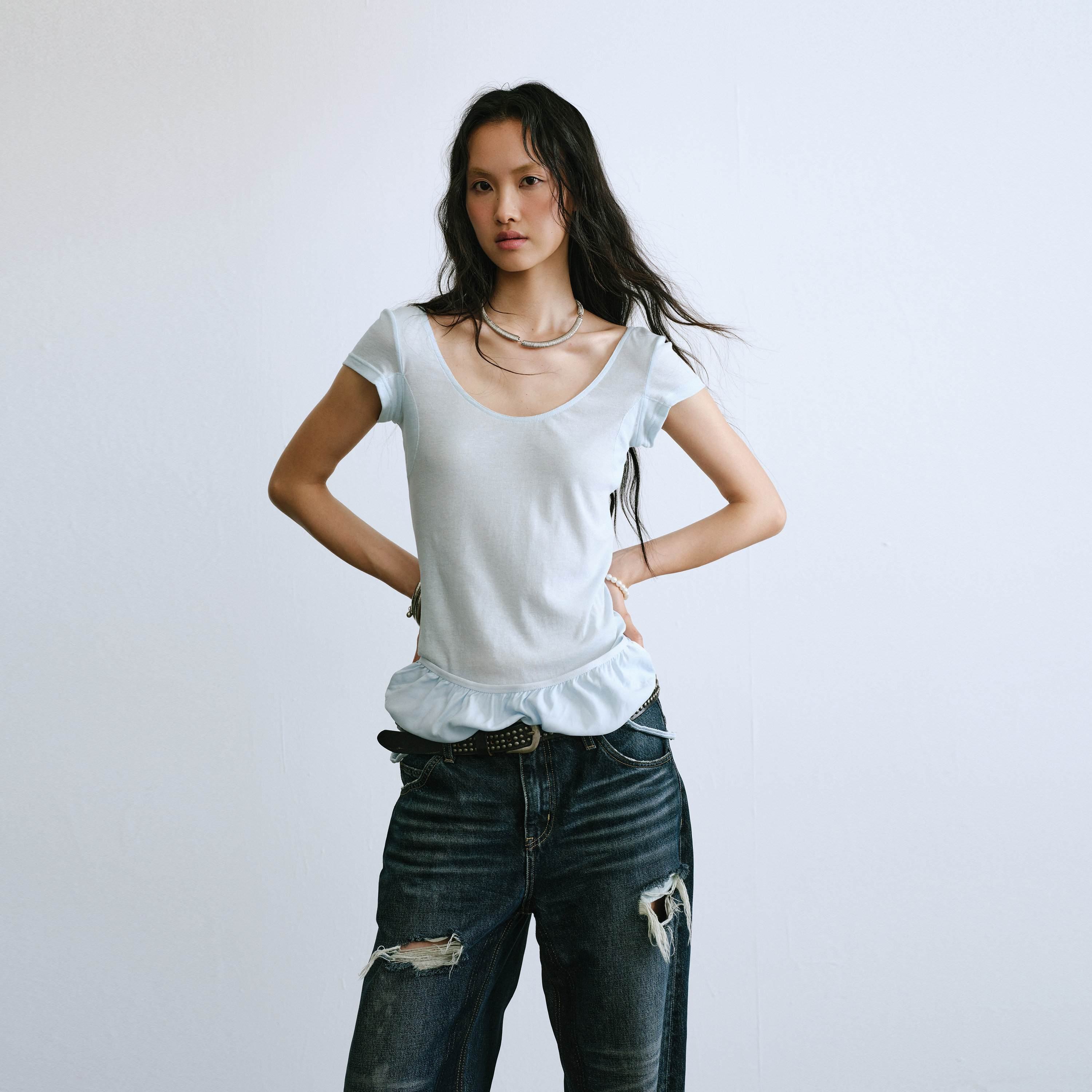 ENDO_PER_SE_Ruched_Hem_Large_U_Neck_Women's_Washed_Cotton_Short_Sleeve_T-shirts_1043731917560_MISSTT