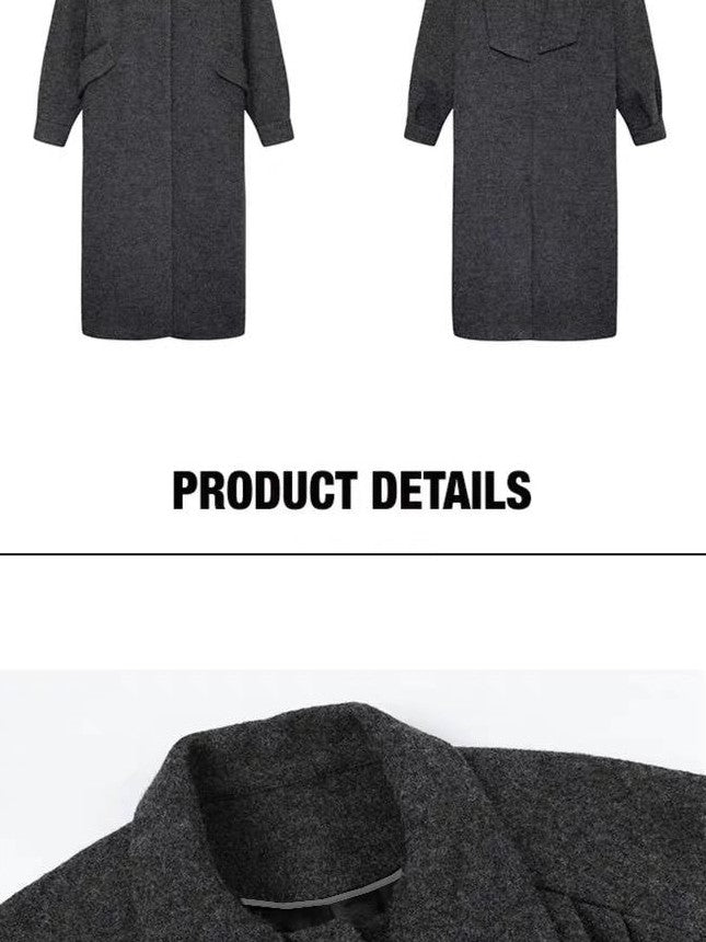 ENDO PER SE Ruched Scarf Collar Heavy Wool Women's Long Coats