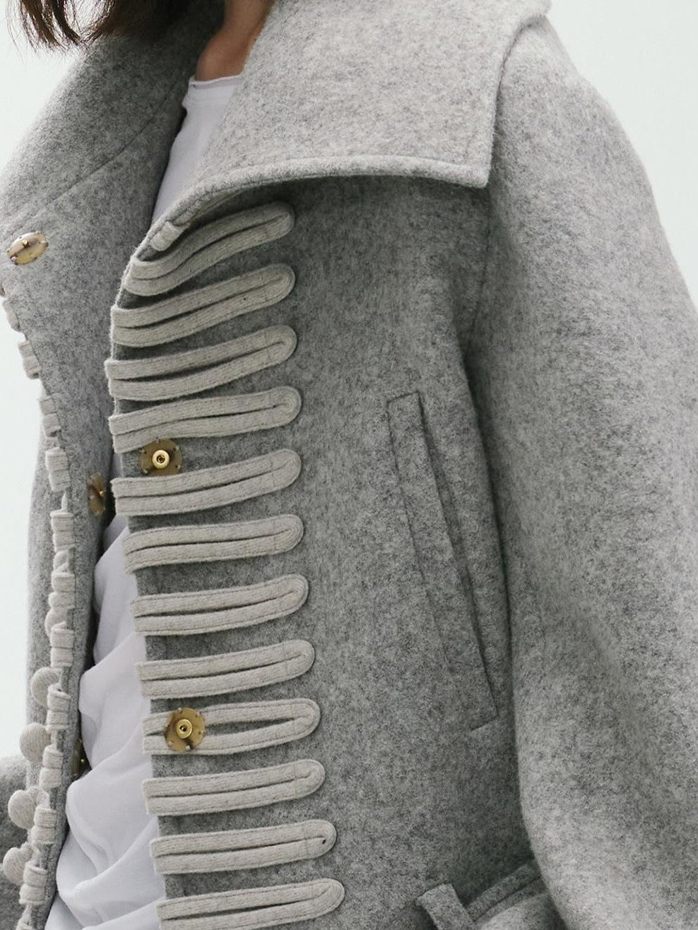 ENDO PER SE Sculpted Napoleon Knot Button Vintage Women's Wool Short Coats