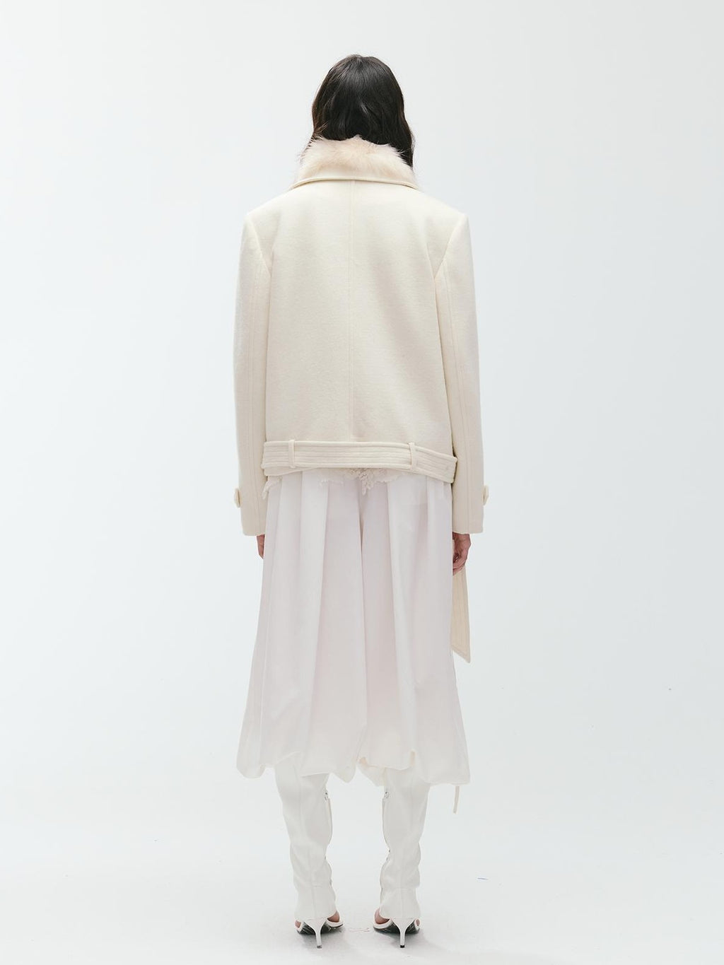 ENDO PER SE Sculpted Zip Moto Minimalist Wool Women's Short Coats