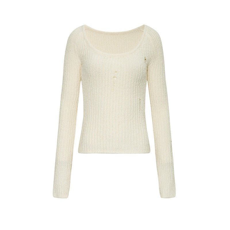 ENDO_PER_SE_Soft_Scarf_Detail_Off_Shoulder_Long_Sleeve_Pullover_Women's_Polyester_Sweaters_744651418774_MISSTT