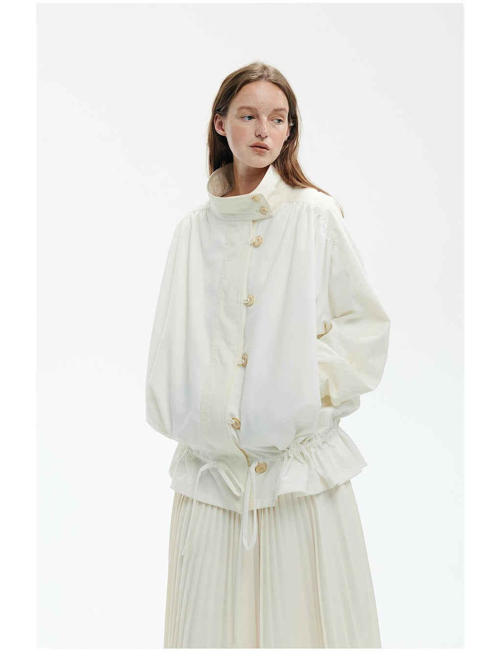 ENDO PER SE Spliced Drawstring Utility Cropped Women's Cotton Casual Jackets