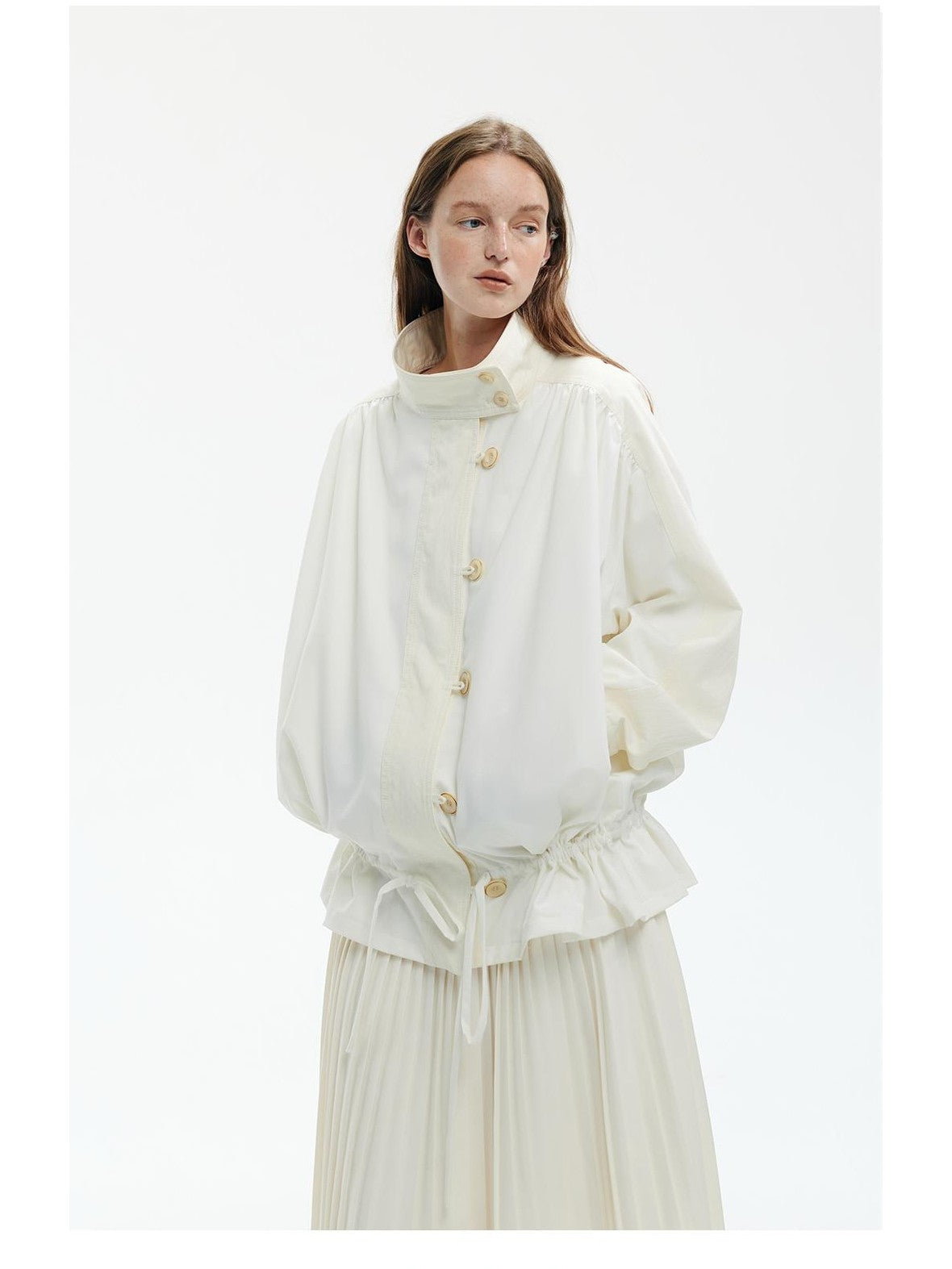 ENDO PER SE Spliced Drawstring Utility Cropped Women's Cotton Casual Jackets
