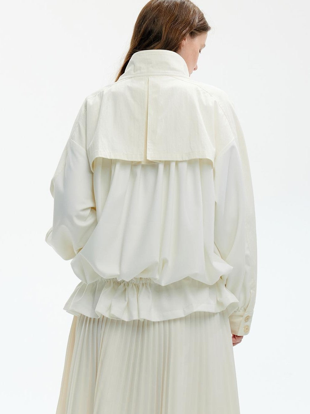 ENDO PER SE Spliced Drawstring Utility Cropped Women's Cotton Casual Jackets