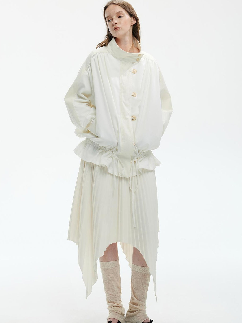 ENDO PER SE Spliced Drawstring Utility Cropped Women's Cotton Casual Jackets