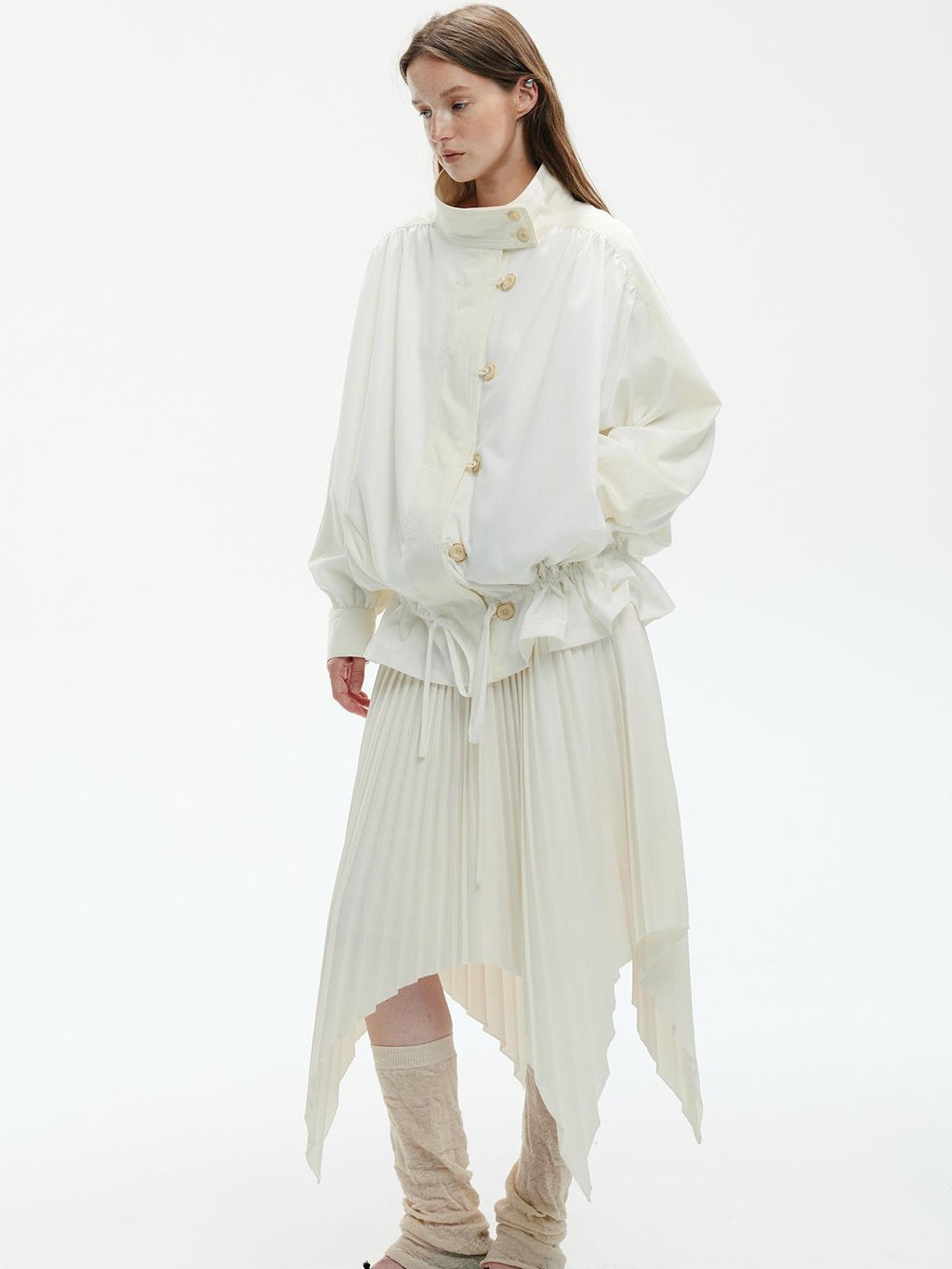 ENDO PER SE Spliced Drawstring Utility Cropped Women's Cotton Casual Jackets
