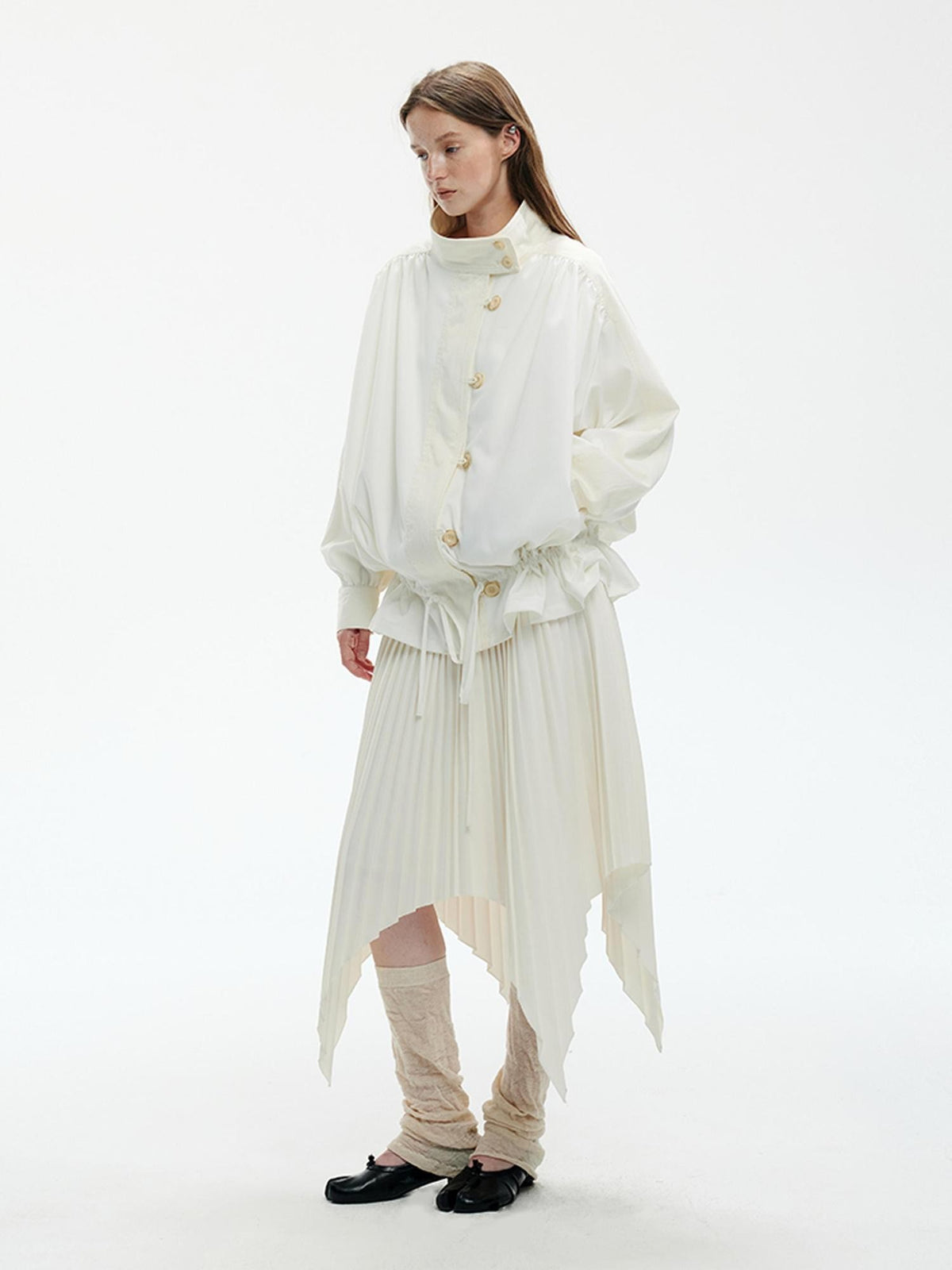 ENDO PER SE Spliced Drawstring Utility Cropped Women's Cotton Casual Jackets