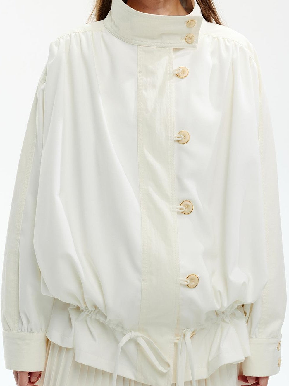 ENDO PER SE Spliced Drawstring Utility Cropped Women's Cotton Casual Jackets