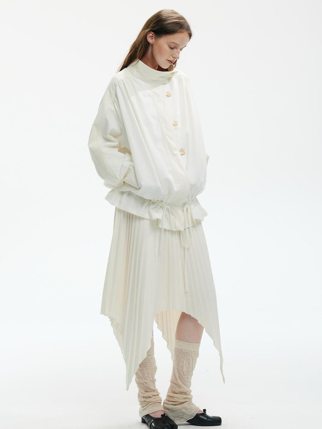 ENDO PER SE Spliced Drawstring Utility Cropped Women's Cotton Casual Jackets