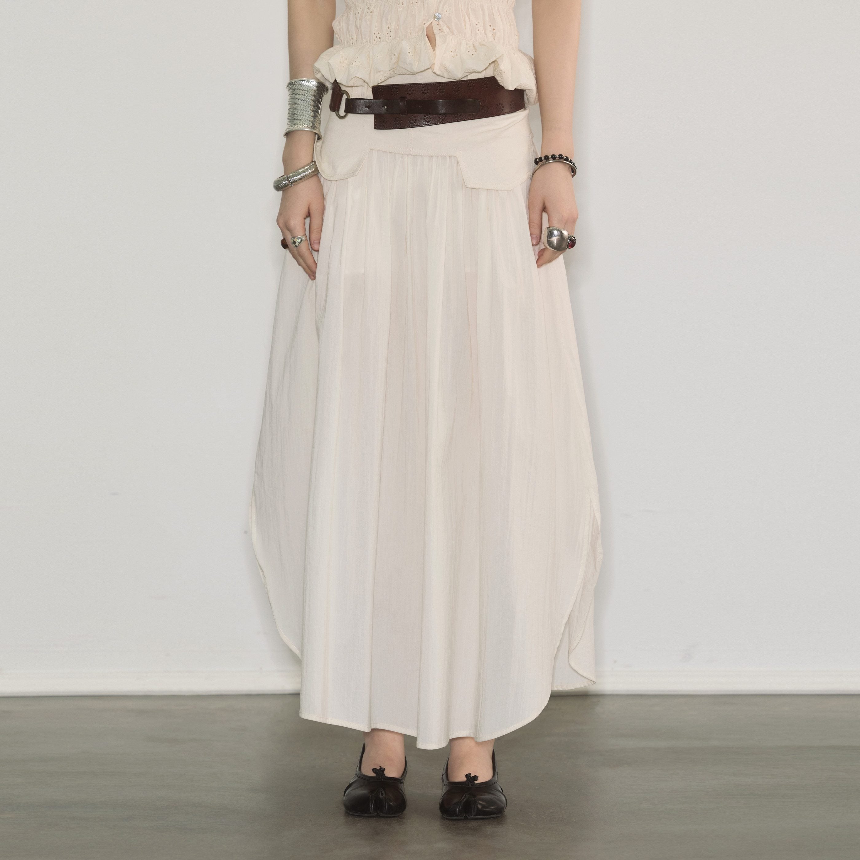ENDO_PER_SE_Spliced_Ruched_Side_Slit_Women's_Cotton_Nylon_Blend_Maxi_Skirts_912091624978_MISSTT