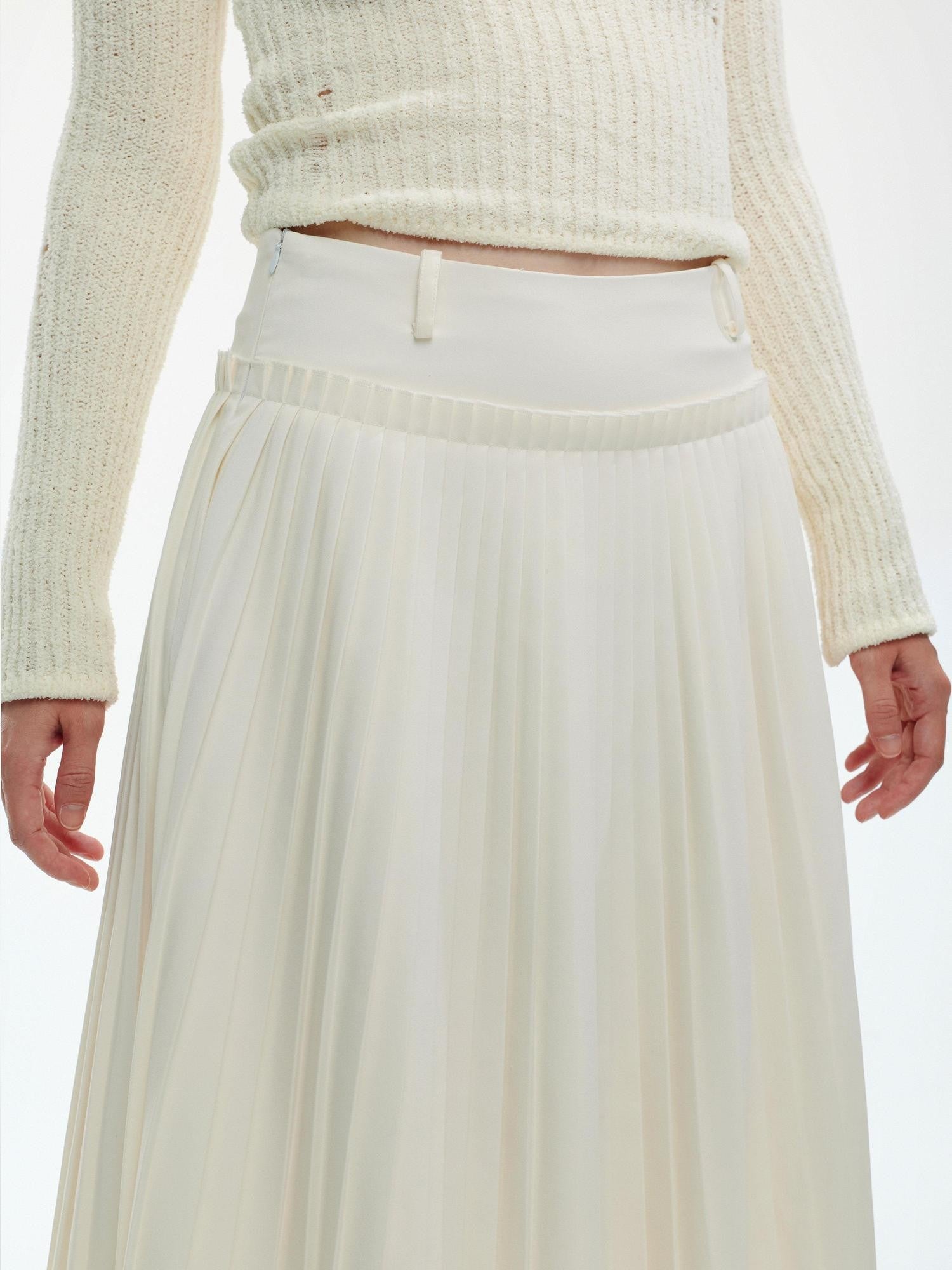 ENDO PER SE Vintage Pleated Spliced Asymmetrical Women's Viscose Midi Skirts