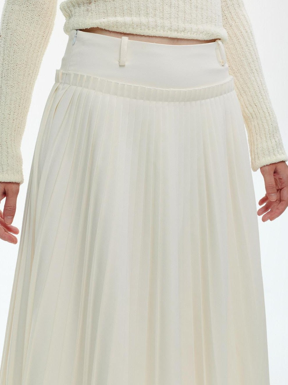 ENDO PER SE Vintage Pleated Spliced Asymmetrical Women's Viscose Midi Skirts