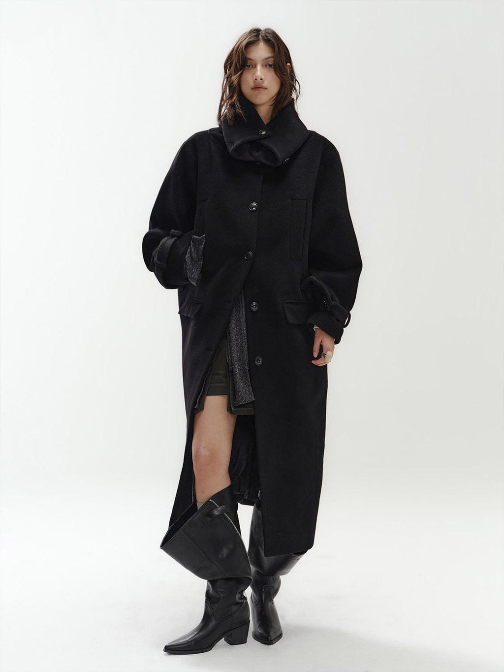 ENDO PER SE Vintage Turtleneck Cocoon Wool Women's Long Coats