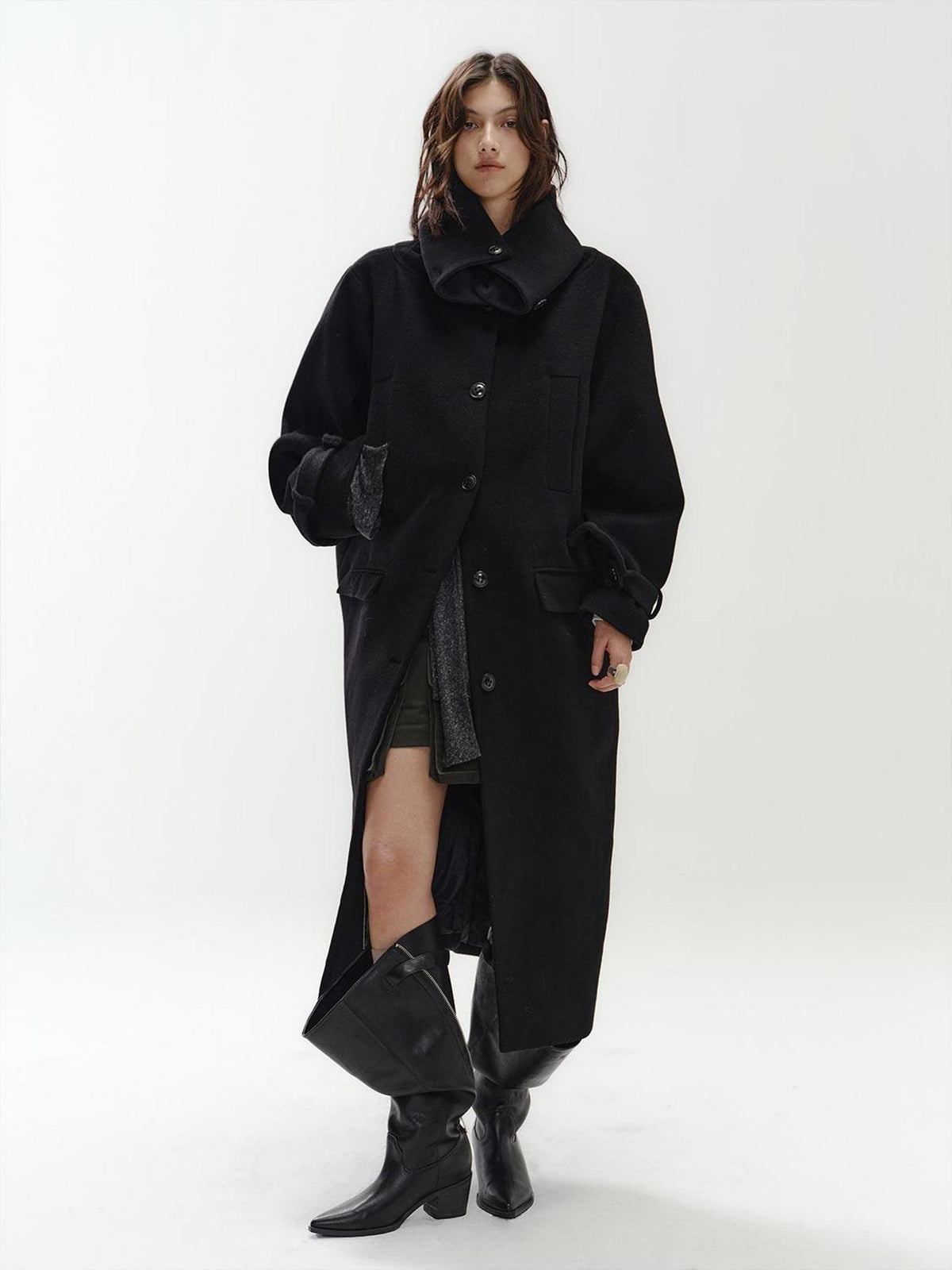 ENDO PER SE Vintage Turtleneck Cocoon Wool Women's Long Coats