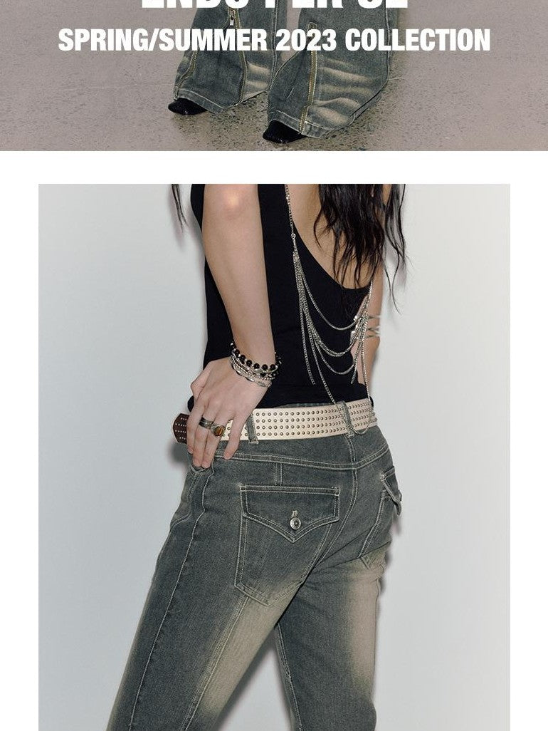 ENDO PER SE Vintage Washed High Waist Light Wash Women's Cotton Stretch Slim Jeans