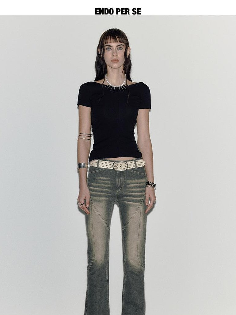 ENDO PER SE Vintage Washed High Waist Light Wash Women's Cotton Stretch Slim Jeans
