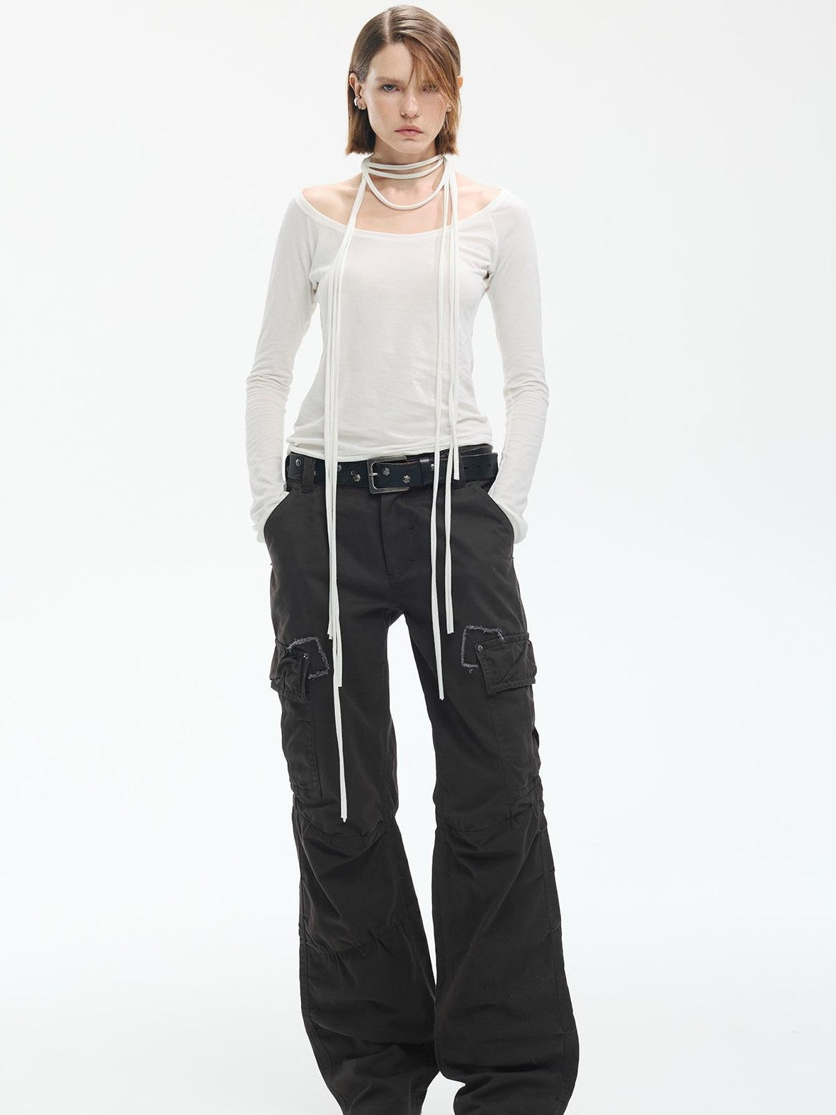 ENDO PER SE Vintage Washed Multi Pocket Wide Leg Women's Cotton Cargo Pants
