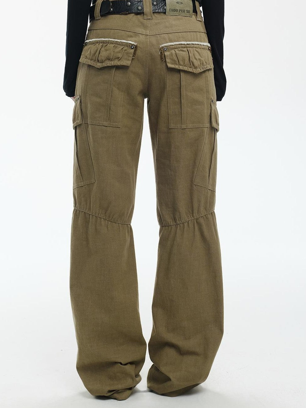 ENDO PER SE Vintage Washed Multi Pocket Wide Leg Women's Cotton Cargo Pants