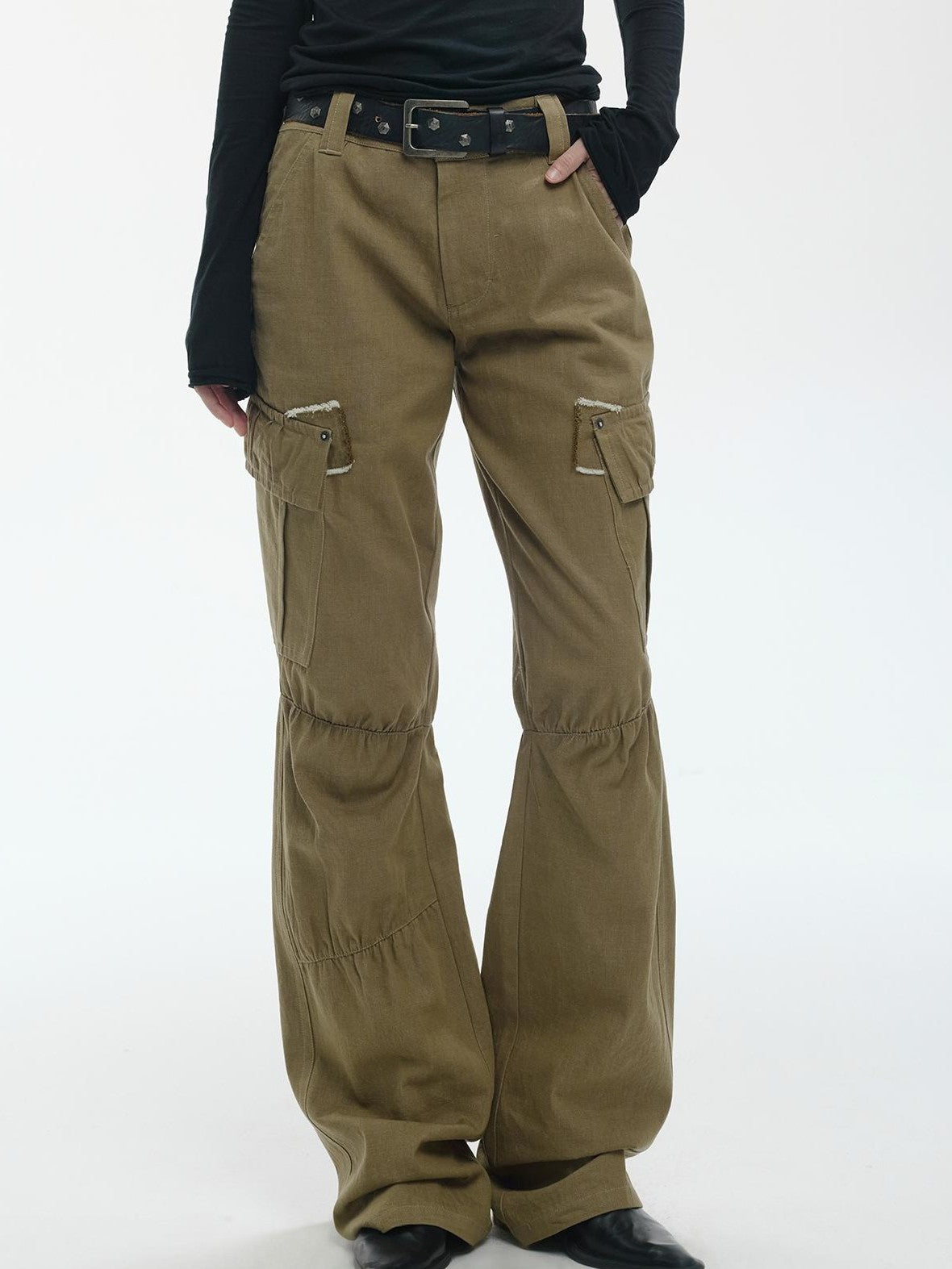 ENDO PER SE Vintage Washed Multi Pocket Wide Leg Women's Cotton Cargo Pants