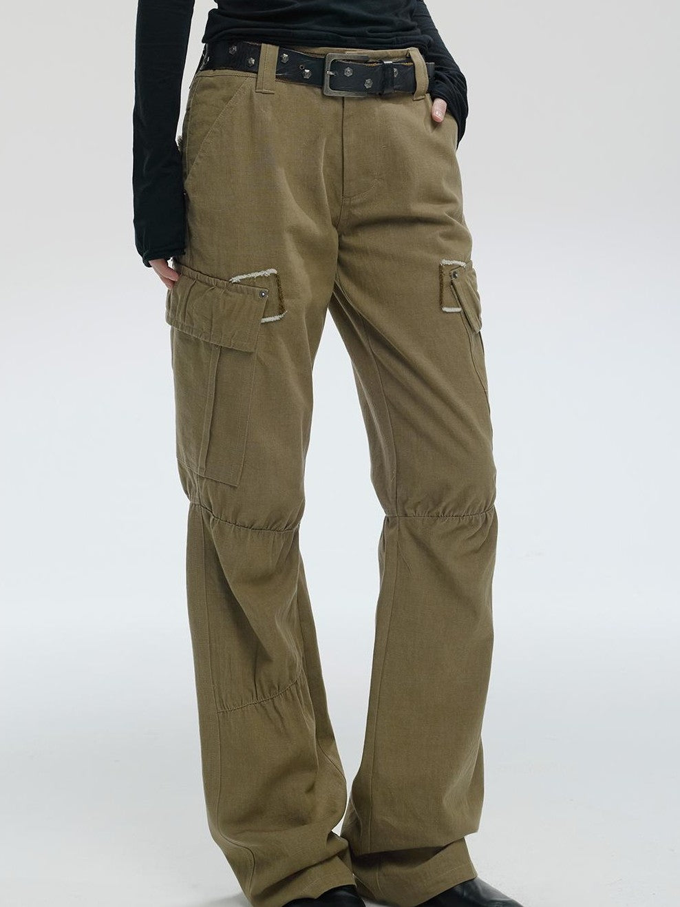 ENDO PER SE Vintage Washed Multi Pocket Wide Leg Women's Cotton Cargo Pants