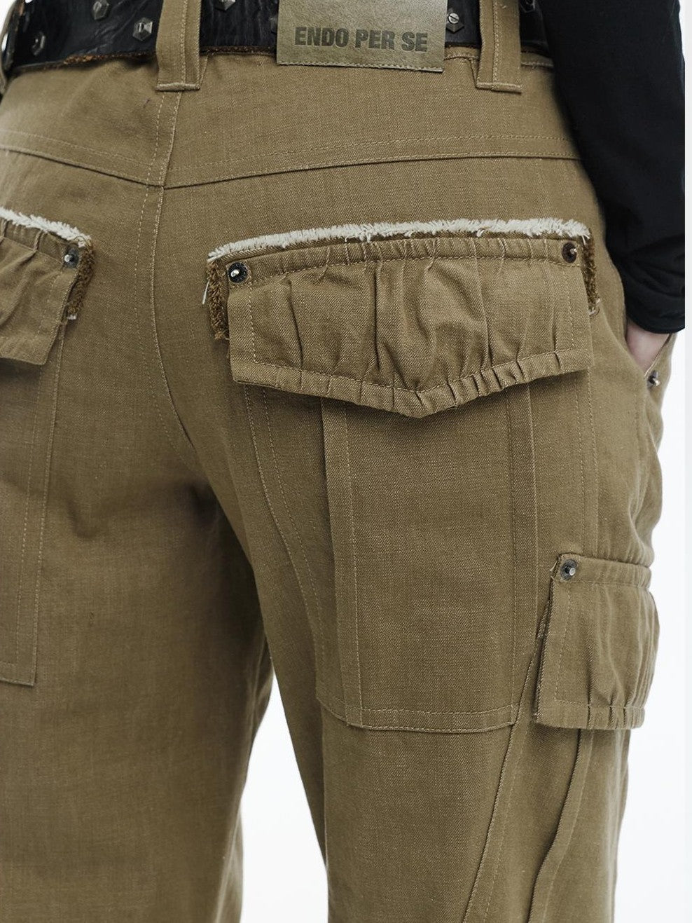 ENDO PER SE Vintage Washed Multi Pocket Wide Leg Women's Cotton Cargo Pants