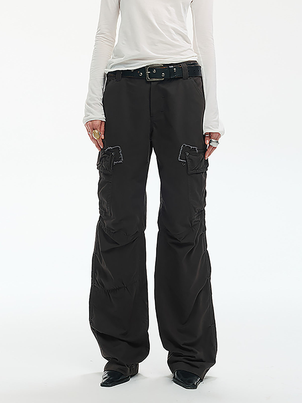 ENDO PER SE Vintage Washed Multi Pocket Wide Leg Women's Cotton Cargo Pants