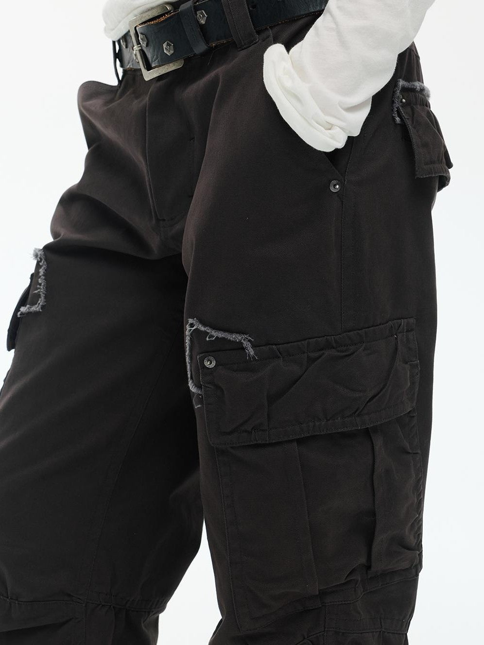 ENDO PER SE Vintage Washed Multi Pocket Wide Leg Women's Cotton Cargo Pants