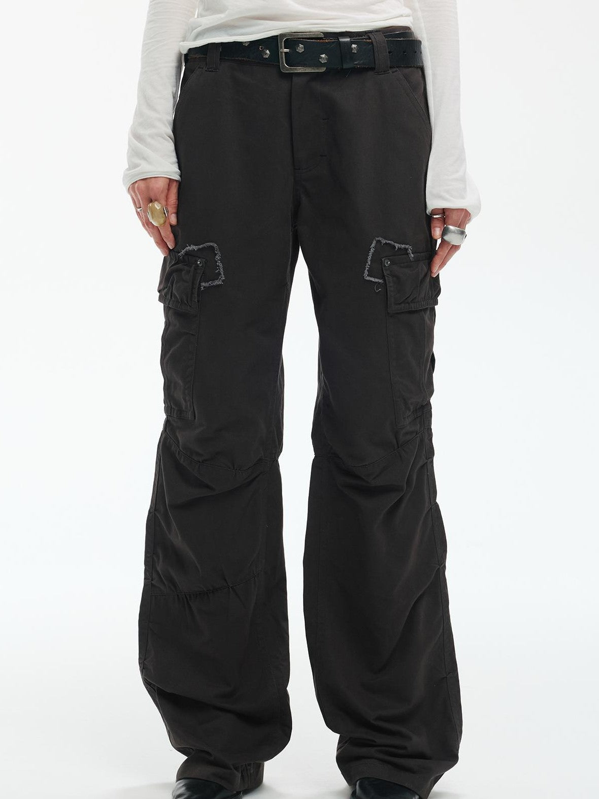 ENDO PER SE Vintage Washed Multi Pocket Wide Leg Women's Cotton Cargo Pants