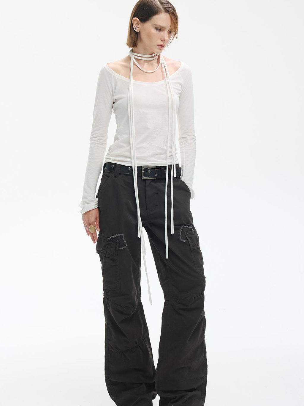 ENDO PER SE Vintage Washed Multi Pocket Wide Leg Women's Cotton Cargo Pants