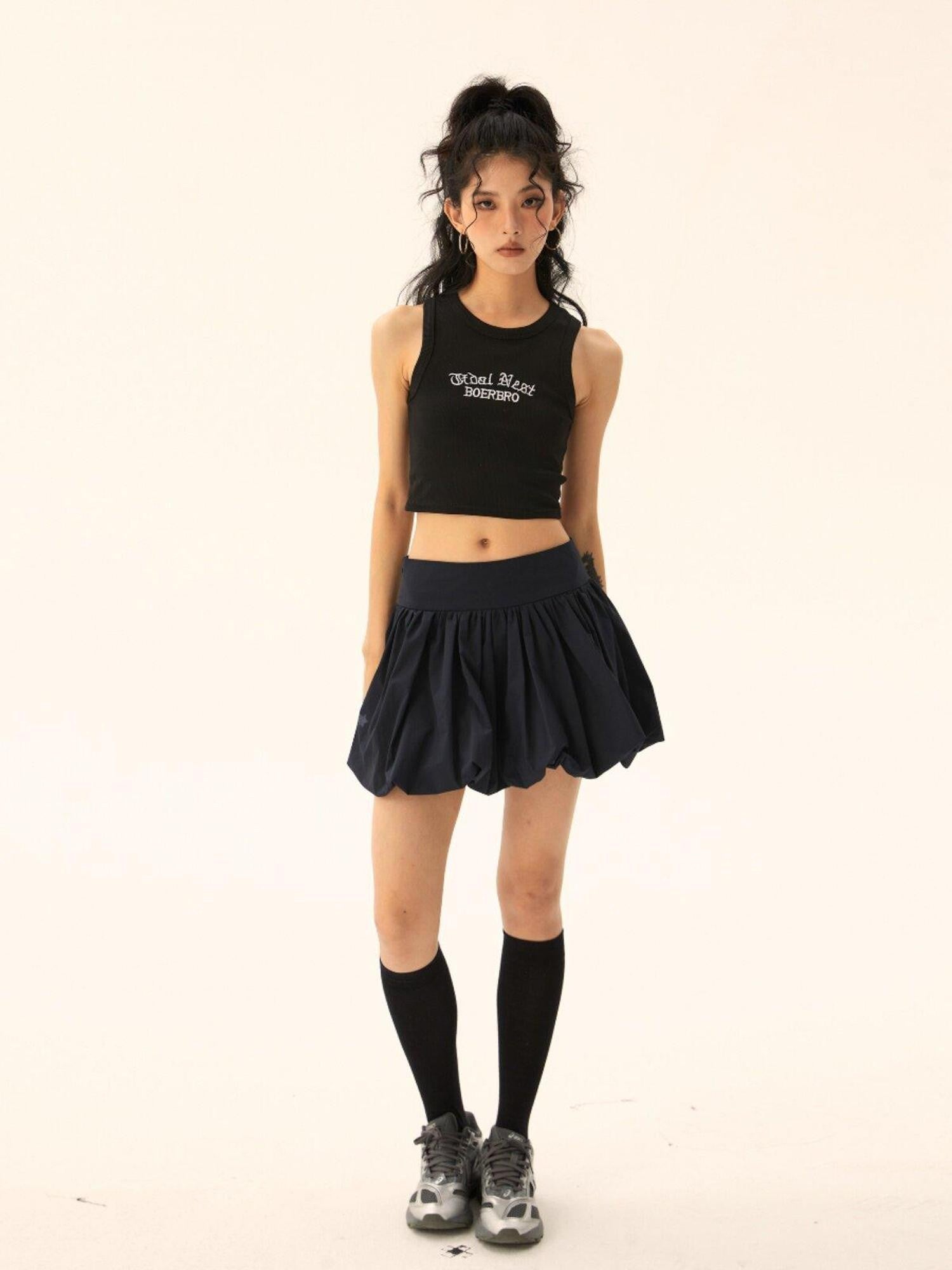 EZEK American Retro High Waist Bud Skirt Pocket Pleated Women's Mini Skirts