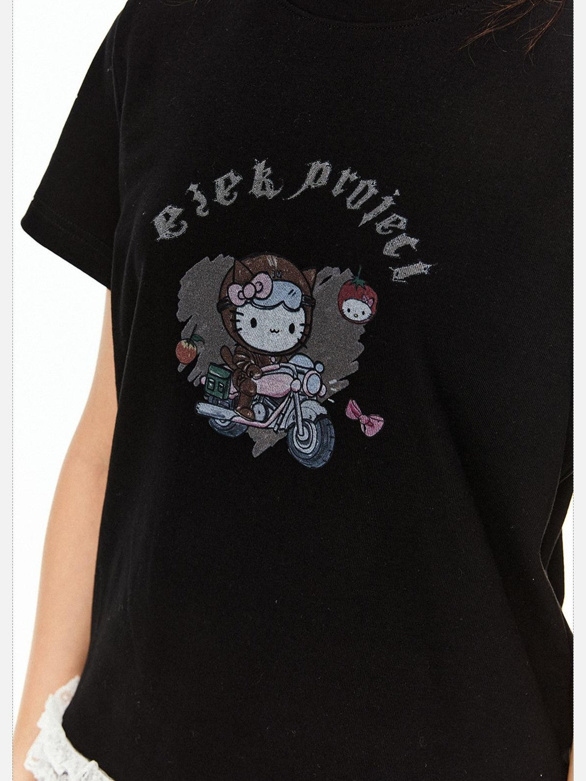 EZEK American Vintage Cartoon Heart Print Women's Cotton Short Sleeve T-shirts