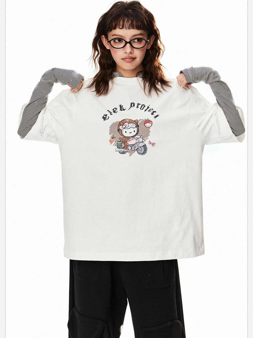 EZEK American Vintage Cartoon Heart Print Women's Cotton Short Sleeve T-shirts