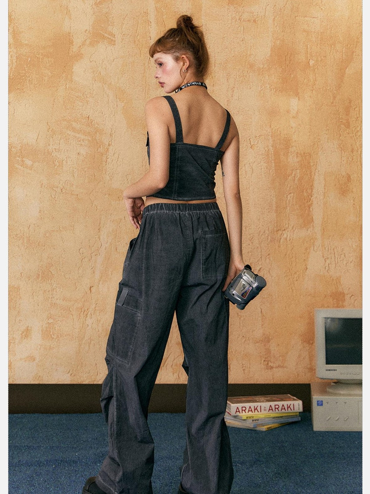 EZEK American Vintage Sexy Camisole Denim Women's Cotton Casual Top & Pants Sets
