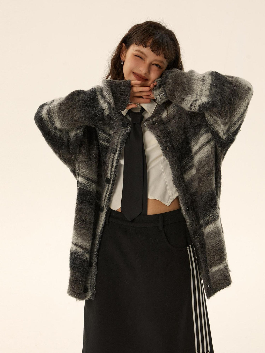 EZEK American Vintage Slouchy Loose Knit Buttoned Women's Knit Cardigans