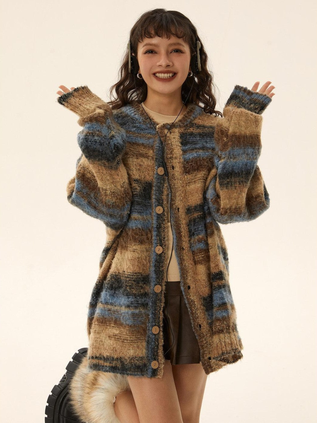 EZEK American Vintage Slouchy Loose Knit Buttoned Women's Knit Cardigans