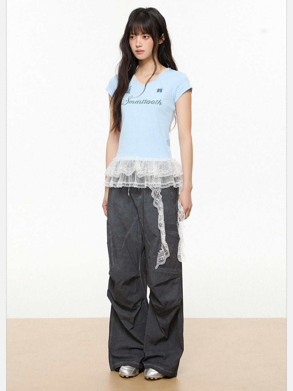 EZEK American Workwear Cargo Pocket Drawstring Natural Waist Women's Wide-leg Pants