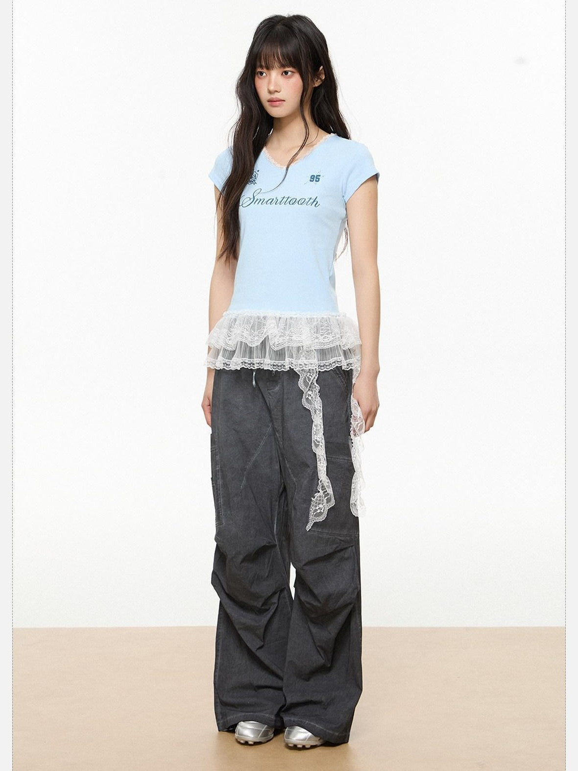 EZEK American Workwear Cargo Pocket Drawstring Natural Waist Women's Wide-leg Pants