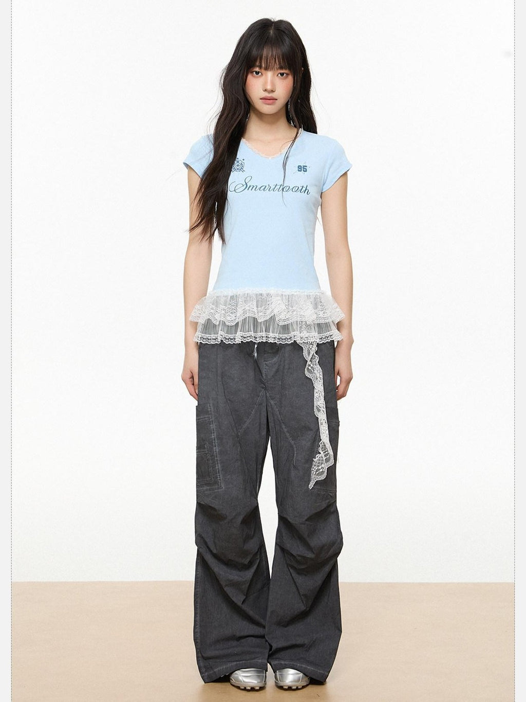 EZEK American Workwear Cargo Pocket Drawstring Natural Waist Women's Wide-leg Pants