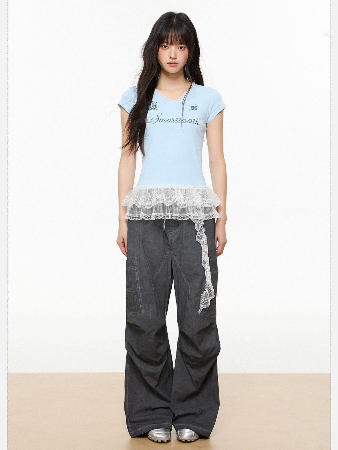 EZEK American Workwear Cargo Pocket Drawstring Natural Waist Women's Wide-leg Pants