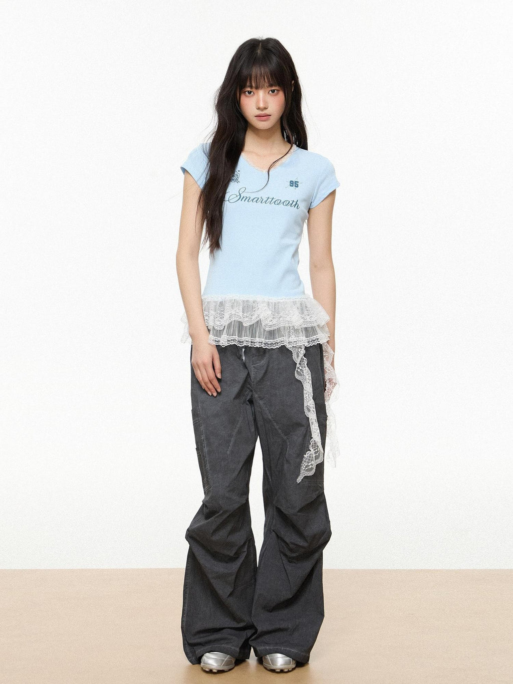 EZEK American Workwear Cargo Pocket Drawstring Natural Waist Women's Wide-leg Pants