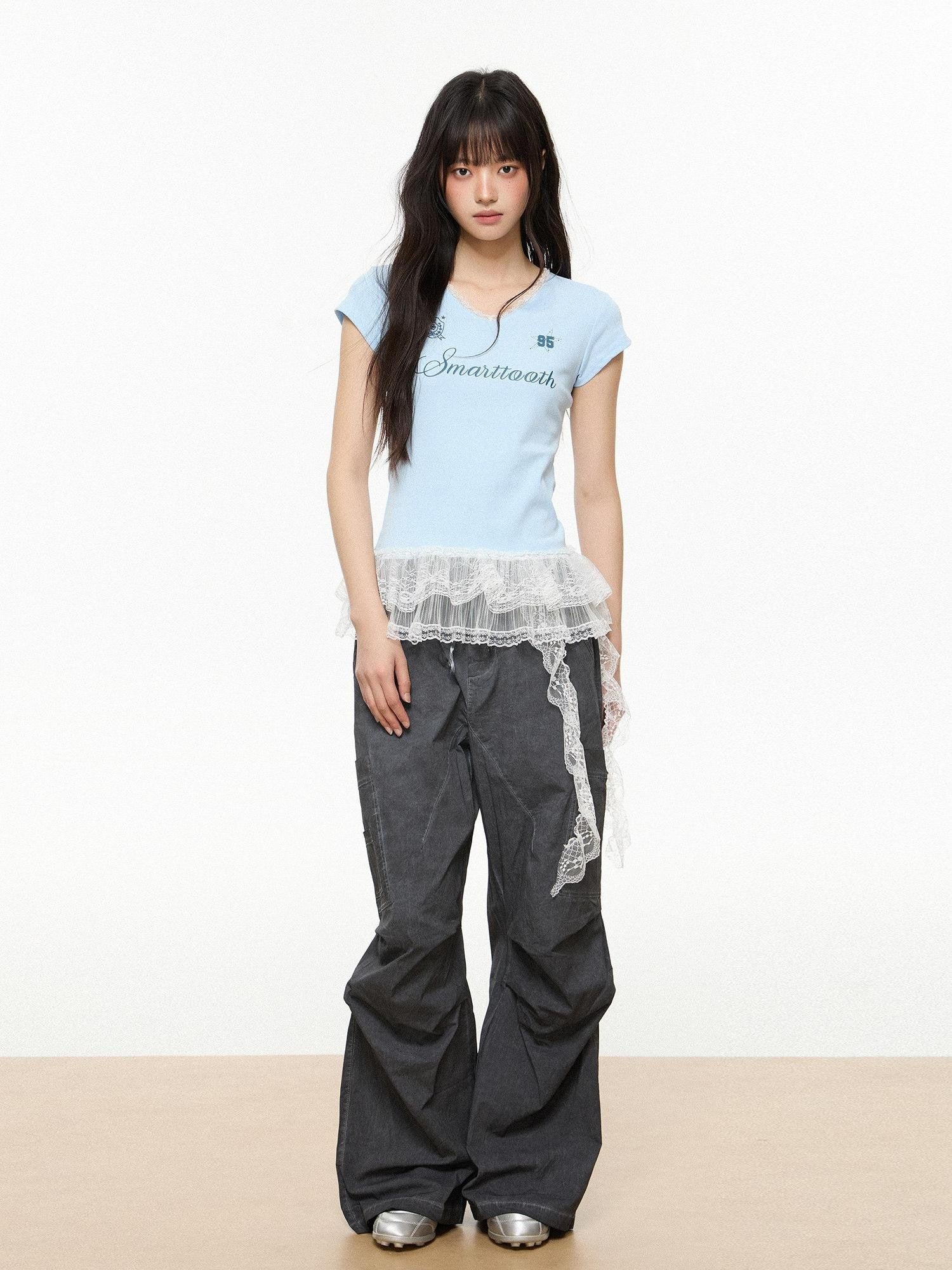 EZEK American Workwear Cargo Pocket Drawstring Natural Waist Women's Wide-leg Pants