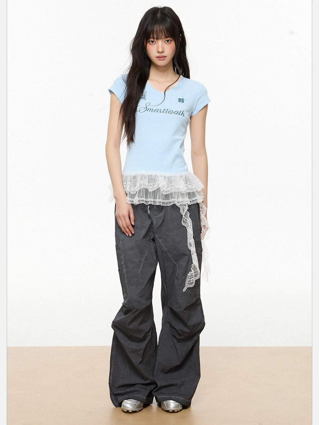 EZEK American Workwear Cargo Pocket Drawstring Natural Waist Women's Wide-leg Pants