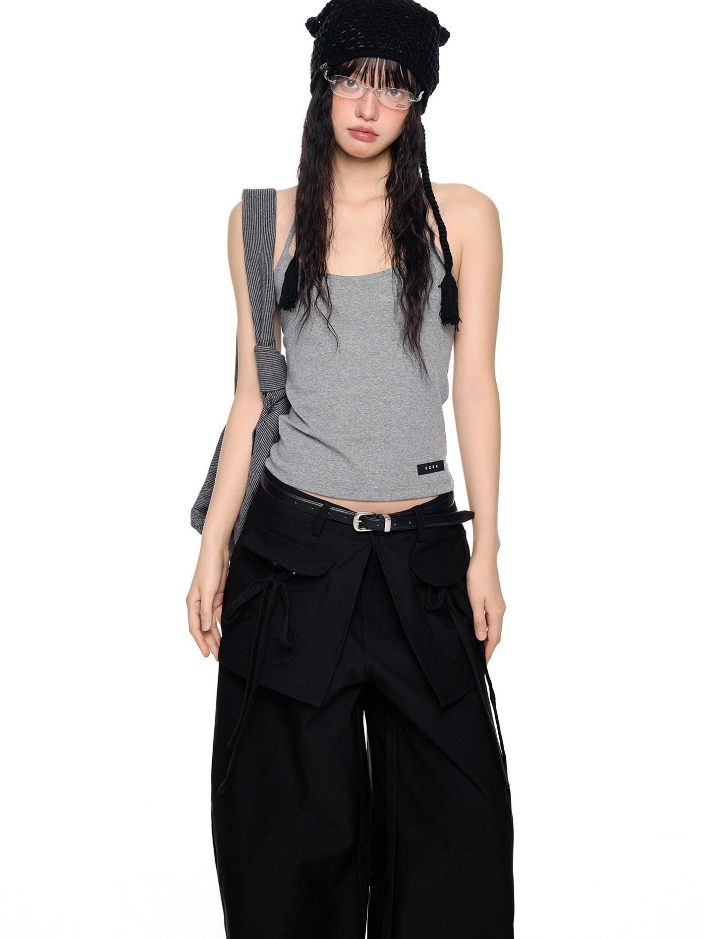 EZEK Backless Halter Printed Slim Fit Cropped Women's Cotton Stretch Camisoles