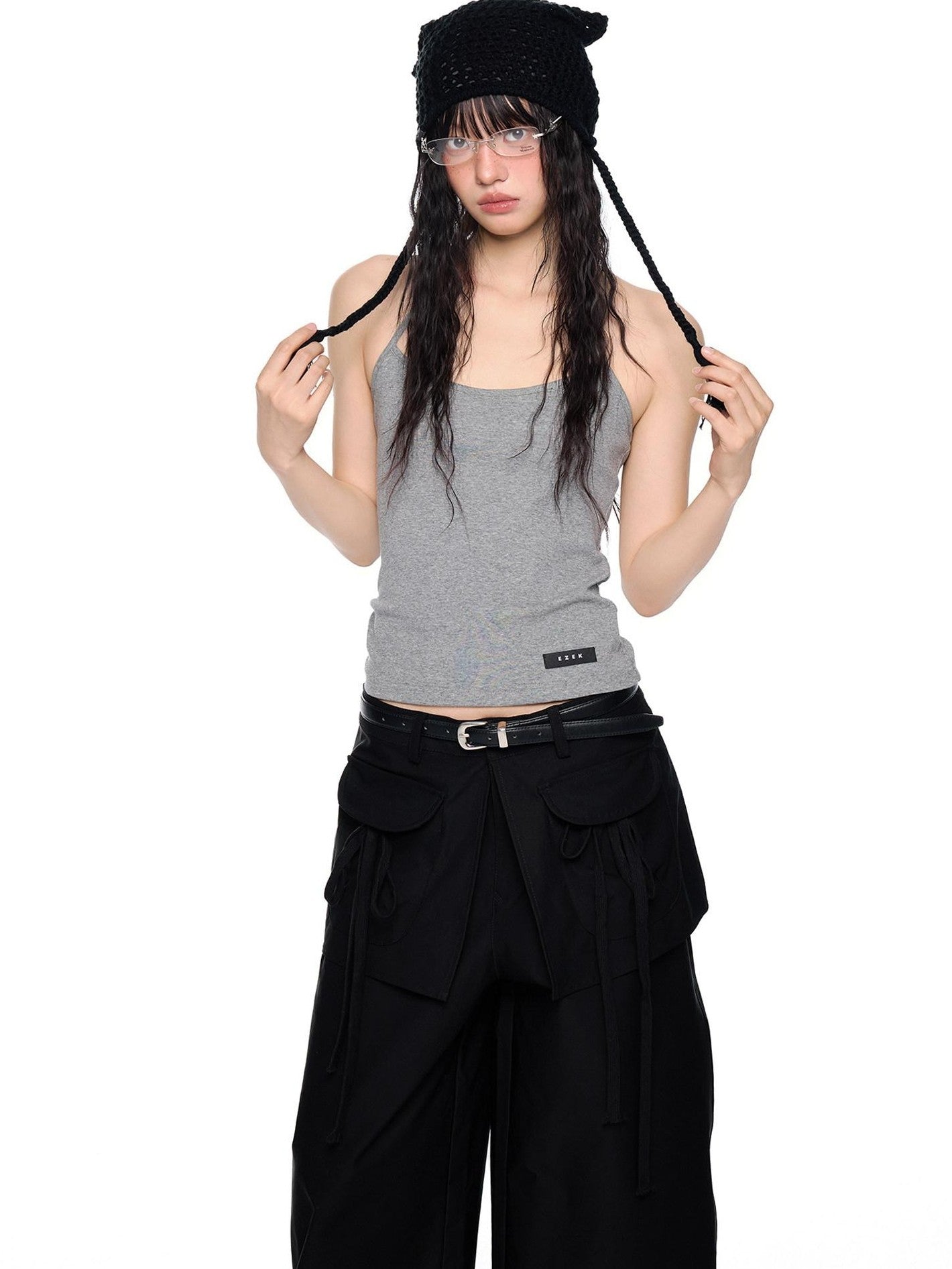 EZEK Backless Halter Printed Slim Fit Cropped Women's Cotton Stretch Camisoles