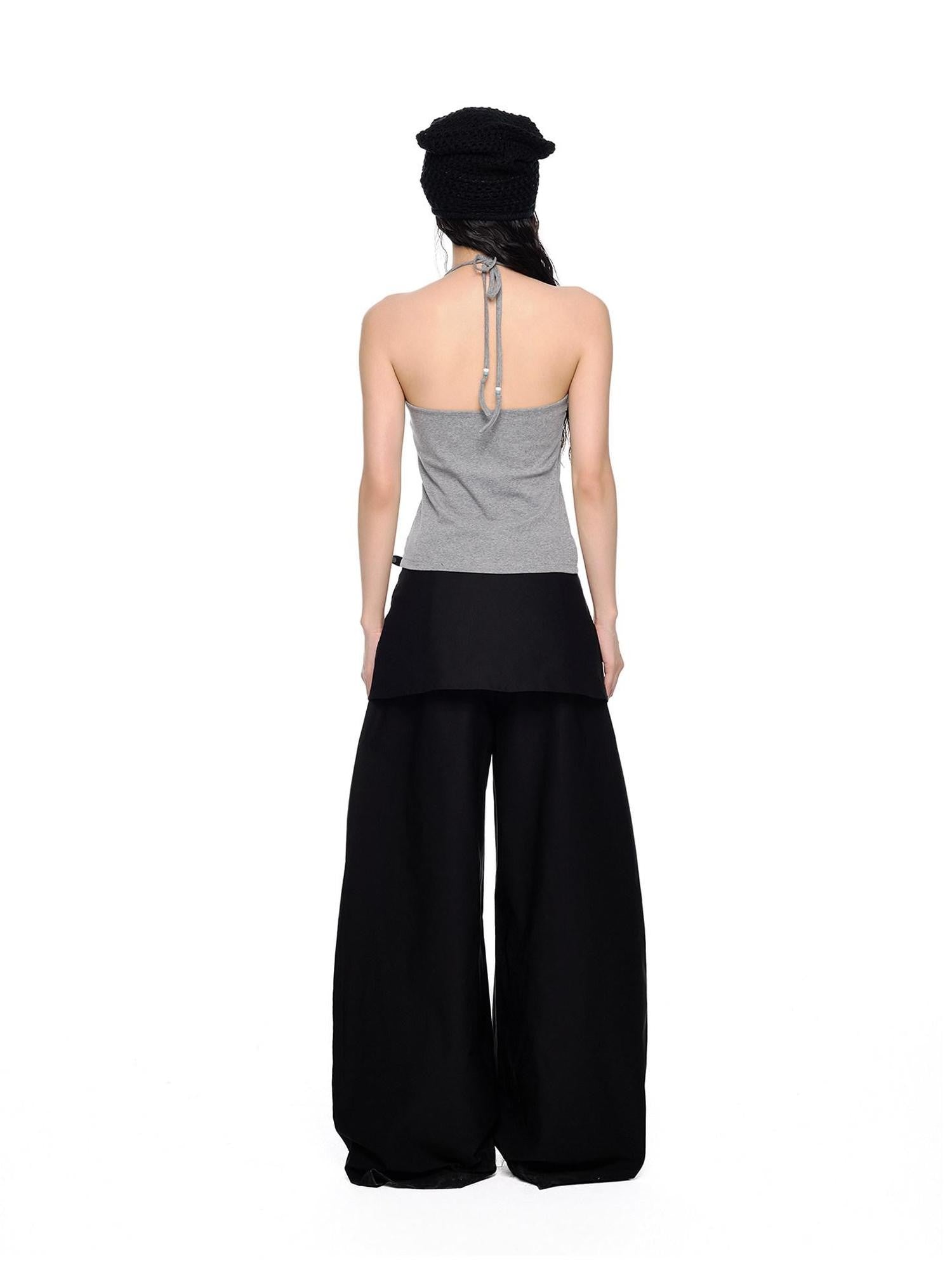 EZEK Backless Halter Printed Slim Fit Cropped Women's Cotton Stretch Camisoles